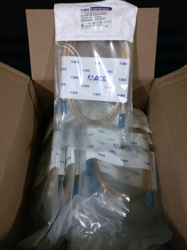 20 New Ace Surgical 6" Clear Suction Tubes - Sterile