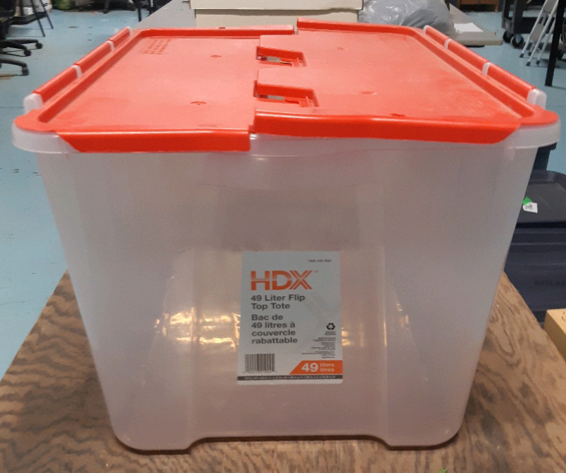 HDX 49 Litre Flip Top Plasic Storage Tote ( L 22" x W 13" x H 12" )