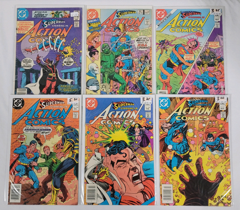 1982 - 1983 DC Comics ACTION COMICS #527 , 536 , 537 , 538 , 540 , 541 . Bagged & Boarded