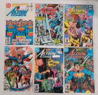 1982 - 1983 DC Comics ACTION COMICS #542 , 545 , 547 , 553 , 554 , 557 . Bagged & Boarded