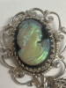 Vintage Whiting & Davis Irridescent Glass CAMEO Brooch Earrings - 5