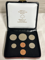 1976 Royal Canadian Mint 7 Uncirculated Coin Set In Nice Brown Leather Collector Case