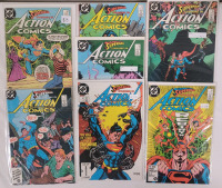 1985 - 1986 DC Comics ACTION COMICS #566 , 567 , 570 , 578 , 579 , 580 , 582 . Bagged & Boarded