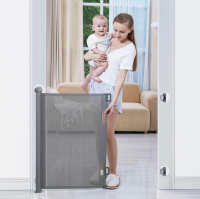 As New BabyBond Retractable Baby Gates, Punch-Free Install Baby Gate Extra Wide 55” X 33” Tall for Kids or Pets Grey