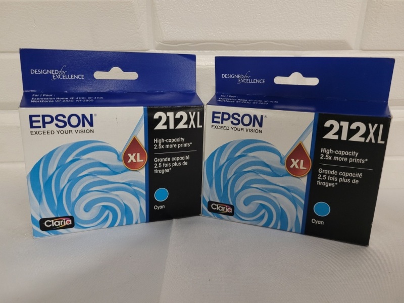 Epson 212XL Cyan Printer Ink , 2 Cartridges New