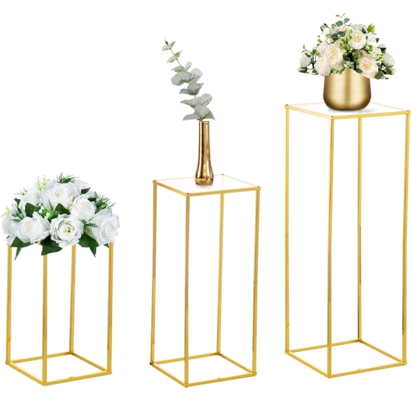 As New Nuptio Gold Centerpieces Tall Metal Flower Vase Flowers Stan *See Images*<br/>