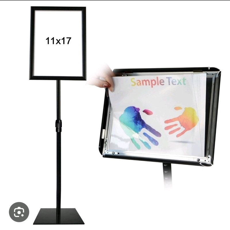 New T-Sign Adjustable Steel Poster Stand (Silver) 11"x17"Frame