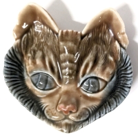 Vintage WADE England Porcelain Cat Face Pin Dish | 3.2" x 3.25" x 0.75"