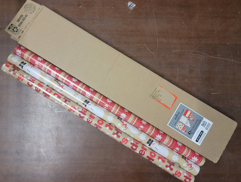 New - Hallmark Two-Sided Gift Wrap , Three (3) Rolls . Each Roll measures 2.5ft×16ft