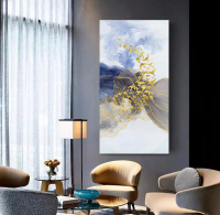 As New Office Wall Art Canvas Abstract Ocean Art Paintings Golden Birds Flying in Blue Sea Modern Wall Decor Artwork for Living Room Bedroom Kitchen Canvas Prints Framed 30&rdquo;x 60&rdquo;(75x150cm)