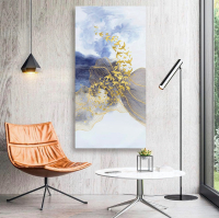 As New Office Wall Art Canvas Abstract Ocean Art Paintings Golden Birds Flying in Blue Sea Modern Wall Decor Artwork for Living Room Bedroom Kitchen Canvas Prints Framed 30&rdquo;x 60&rdquo;(75x150cm)