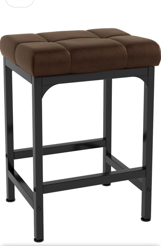 New MUTUN 24 in Bar Stools, Counter Height Bar Stools, Modern Backless Faux Leather Upholstered Barstools, Industrial Metal Island Chairs for Kitchen Dining Room Cafe Home Brown