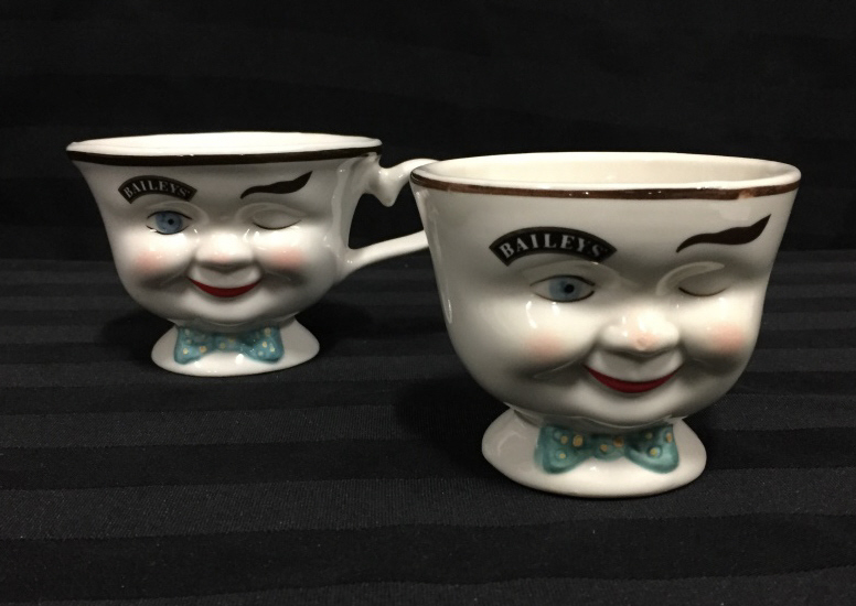 2 Vintage Ceramic Baileys Cups 3 inches tall