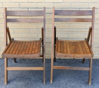 2 Vintage Wooden Folding Chairs | 18.2" x 35" Tall