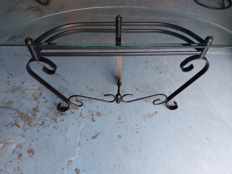 Beautiful Thick Glass Wall Table With Iron Frame In Great Pre Owned Condition 50"x26"x17