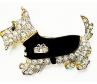 Vintage Rhinstone Enamel Scottie Dog DOrlan Brooch