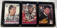 Signed Nascar Trading Cards - Michael Andretti, Mario Andretti & Jefferi Andretti.