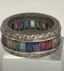 925 Sterling Wide Band Ring CZ Multiple Colours Beautiful