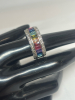 925 Sterling Wide Band Ring CZ Multiple Colours Beautiful - 4