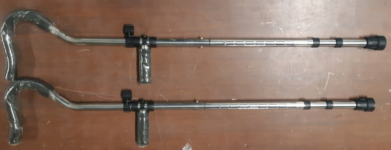 New Pair Of Metal Portable Adjustable Height Crutches Model# YYG-L ( 45" - 54" Tall )