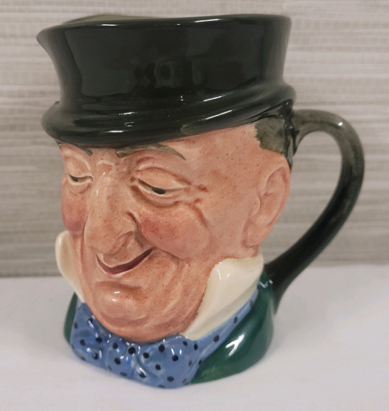 Vintage Royal Doulton Mr Micawber Mini Toby Mug , measures 3 1/4" tall .