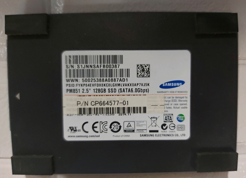 Samsung 128GB SSD SATA6 Hard Drive Untested Pre Owned