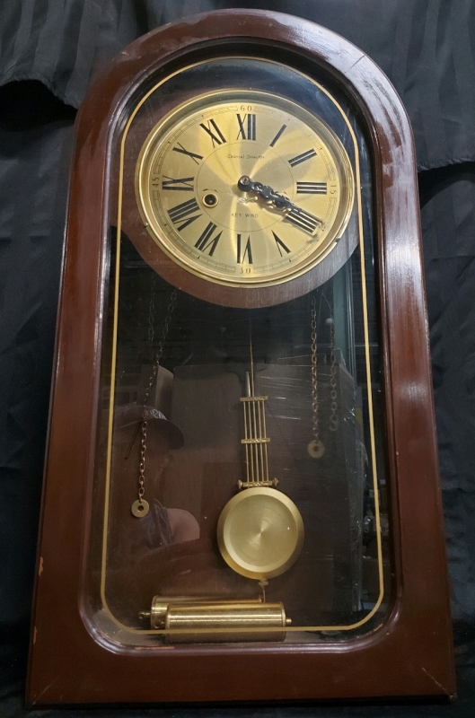 Vintage Day Chime Wall Clock 24"x12.5"x6" *SEE DESCRIPTION*