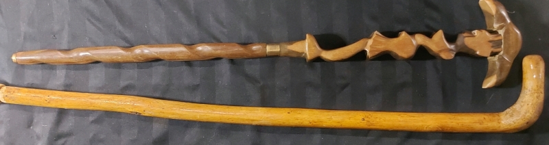 2 Wooden Hand Made Walking Canes