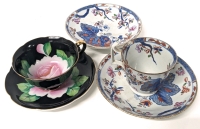 Vintage Spode Stone China Cup w 2 Saucers & Handpainted Japan Cup & Saucer