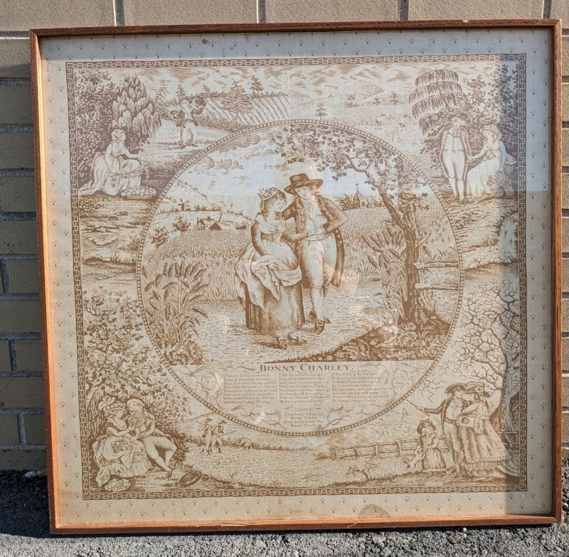Vintage Framed "Bonny Charley" Poem Printed on Fabric | 30.25" x 29.5"