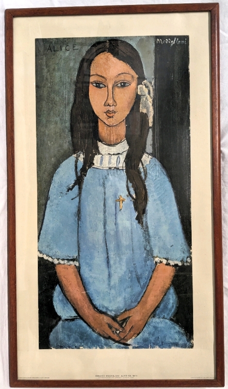 Vintage 1966 Framed Amedo Modigliani "Alice" Print | | Printed in Denmark