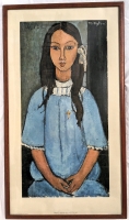 Vintage 1966 Framed Amedo Modigliani "Alice" Print | | Printed in Denmark