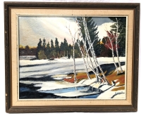 Vintage 1983 Framed Original Oil Painting "Spring Thaw" by Local Niagara Artist: Pauline Coates | 22.2" x 18.2" Frame, 14" x 18" Painting