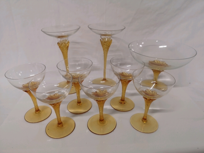 Vintage Bohemia Crystal Glasses + Candle Holders