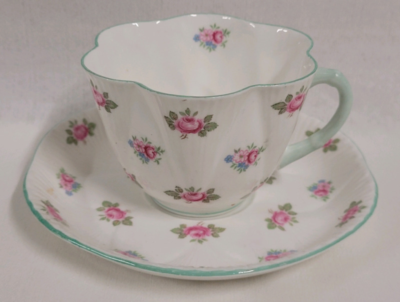 Vintage Shelley " Rosebud " Cup & Saucer . Rings True , No chips or cracks