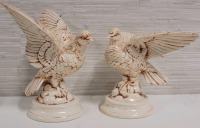 Vintage Ceramic Love Birds Figures , Signed & Date on Bottom . Measures 8.5" tall