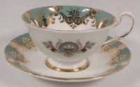 Paragon Sage Green w/Gold Trim Cup & Saucer , Both Ring True . No chips or cracks