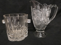 Vintage Glass Pitcher and Bohemia Crystal Ice Bucket