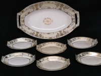 Vintage Nippon Hand-Painted Celery Dish & Salt Cellars