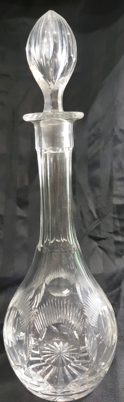 Vintage Cut Glass Crystal Decanter 15.5"X5" No Cracks