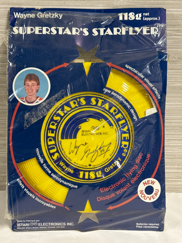 Vintage Wayne Gretzky 1980s Superstar’s Starflyer Electronic Flying Disc In Original Packaging