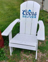 New - Coors Seltzer Adirondack Chair , White . Stock photo used , some assembly required