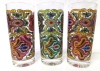 3 Vintage Mid Century Modern | Colorful Paisley Drinking Glasses | 5.5" Tall