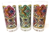 3 Vintage Mid Century Modern | Colorful Paisley Drinking Glasses | 5.5" Tall - 2