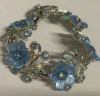 Blue Molded Glass & Blue Moonglow Rhinestone Bracelets Earrings - 2