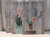 3 Wooden Wall Art Canvas Cactus Printings ( 16 x 24 inches)