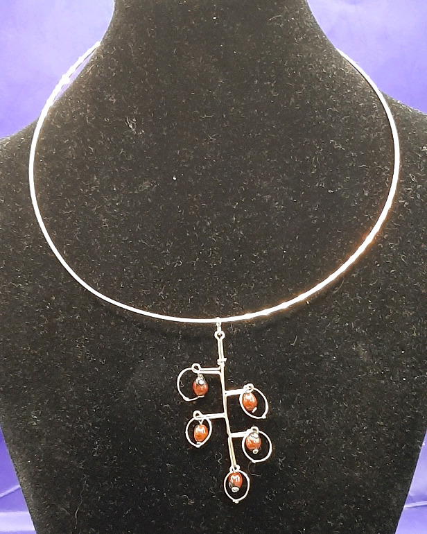 Vintage Metal Necklace Decorated with Coffee Beans