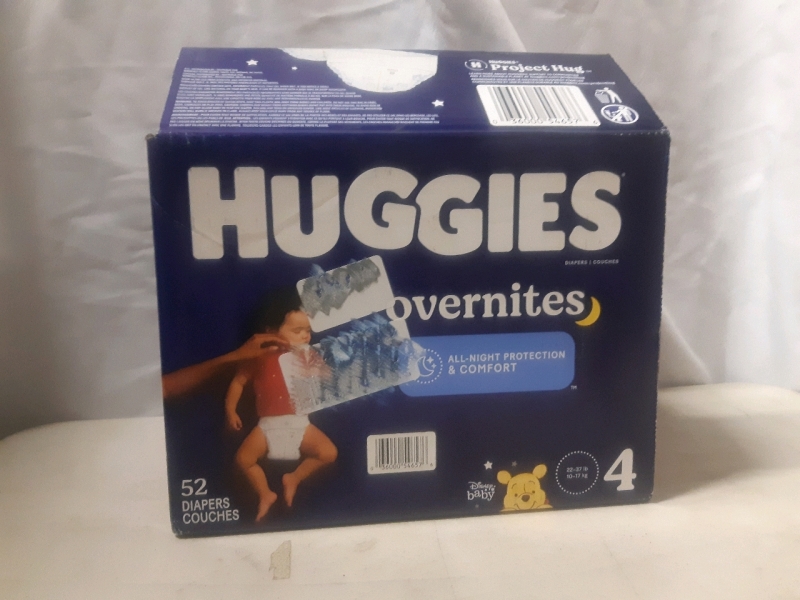 52 Diapers Huggies Overnight All-Night Protection and Comfort Size 4