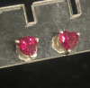 Two Sterling Silver Stud Earrings Ruby & Red stone Butterflies - 4