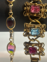 Luscious Foil Back Vintage Wide Bracelet & Sarah Rainbow Glass